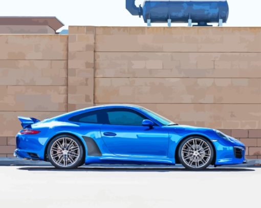 Blue Metallic Porsche Side View Paint by number