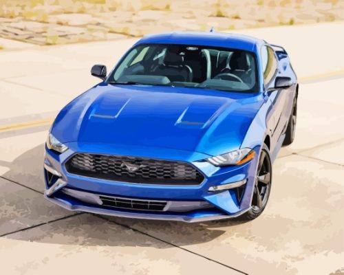 Blue Mustang Ford Car paint by number