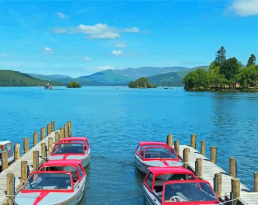 Bowness On Windermere Lake paint by number