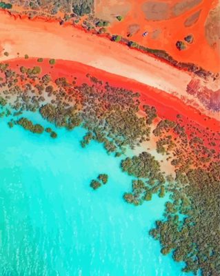 Broome Beach Overhead View paint by number