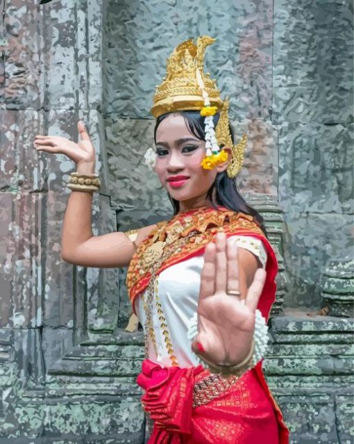 Cambodia Dancer Girl paint by number