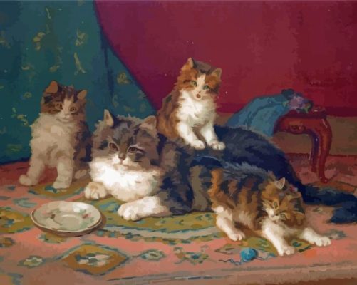 Cats On Persian Rug paint by number