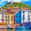 Colorful Buildings In Sardinia paint by number