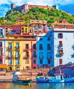 Colorful Buildings In Sardinia paint by number