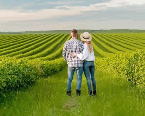 Couple In Farm Field paint by number