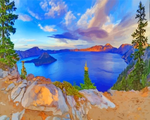 Crater Lake Landscape paint by number