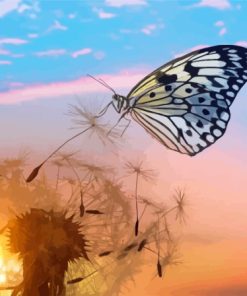 Dandelion Butterflies With Sunset Paint by number