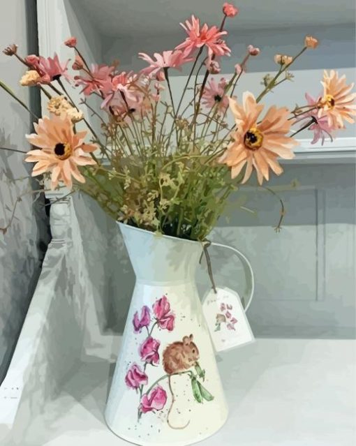 Flowers In Water Jug paint by number