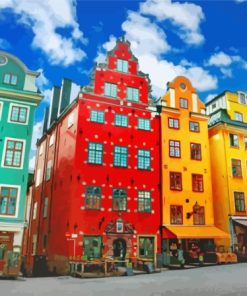 Gamla Stan Colorful Builidngs paint by number