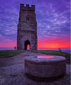 Glastonbury Tor Sunset Paint by number