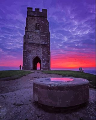 Glastonbury Tor Sunset Paint by number