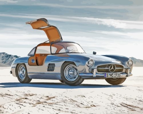 Grey Mercedes Sl 300 In Desert paint by number