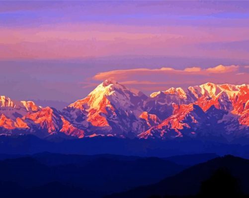 Himalayas At Sunset paint by number