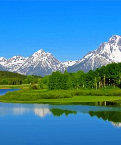 Jackson Lake Snowy Mountains View Paint by number