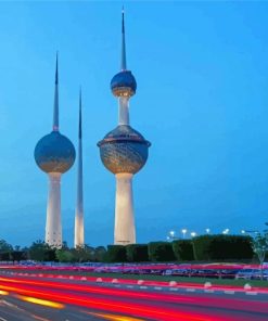 Kuwait Towers Night Time paint by number