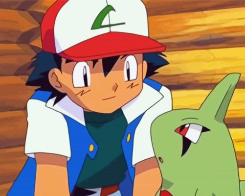 Larvitar And Ash paint by number