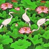 Lotus Pond Cranes paint by number