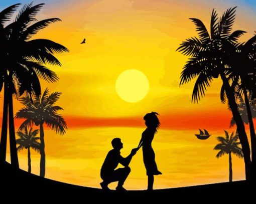 Love Silhouette Sunset paint by number