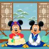 Mickey And Minnie Mouse In Japan paint by number