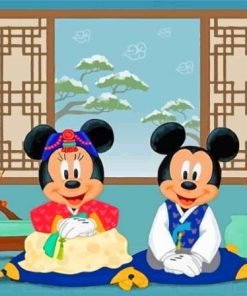 Mickey And Minnie Mouse In Japan paint by number