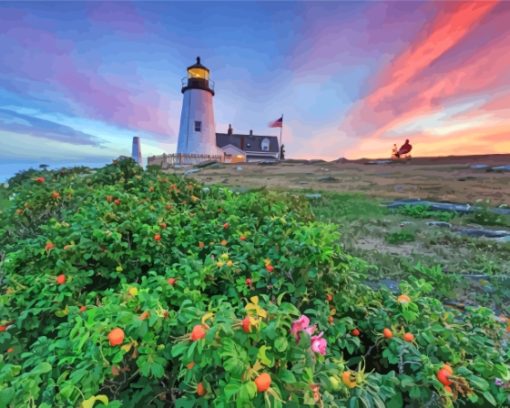 Pemaquid Point Lighthouse In Maine Paint by number