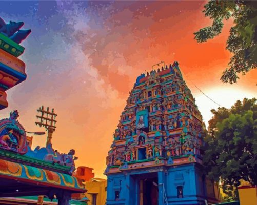 Perumal Temple Chennai Temple paint by number