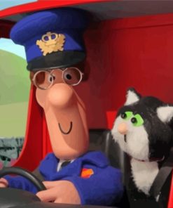 Postman Pat In His Truck With Jess paint by number