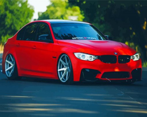 Red BMW M3 F80 Luxury Car paint by number