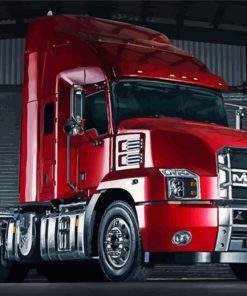 Red Mack Truck paint by number