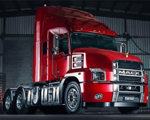 Red Mack Truck paint by number