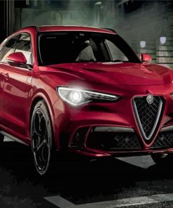 Red Stelvio Alfa Romeo paint by number