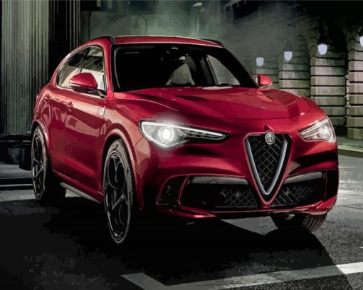 Red Stelvio Alfa Romeo paint by number