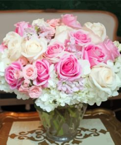 Roses And Hydrangea Vase paint by number