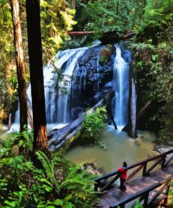 Russian Gulch State Park Waterfall Paint by number