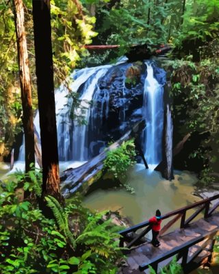 Russian Gulch State Park Waterfall Paint by number