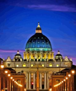 Saint Peter Basilica At Night paint by number