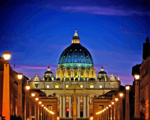 Saint Peter Basilica At Night paint by number