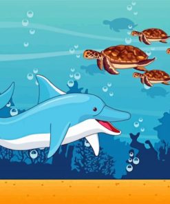 Sea Turtles And Dolphin paint by number