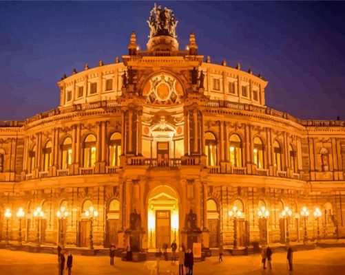 Semperoper Dresden At Night Paint by number