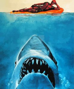 Shark And Deadpool Poster paint by number