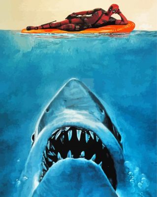 Shark And Deadpool Poster paint by number