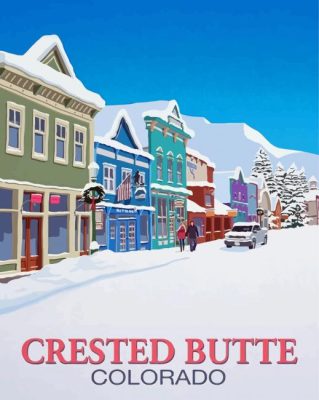 Snowy Crested Butte Poster paint by number