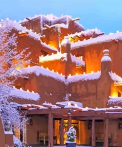 Snowy Santa Fe City Paint by number