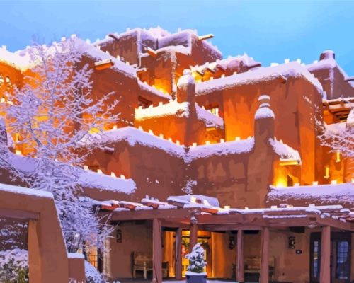 Snowy Santa Fe City Paint by number