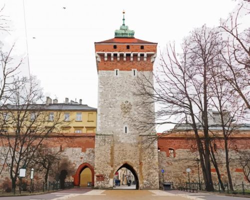 St Florians Gate Historical Place Poland paint by number