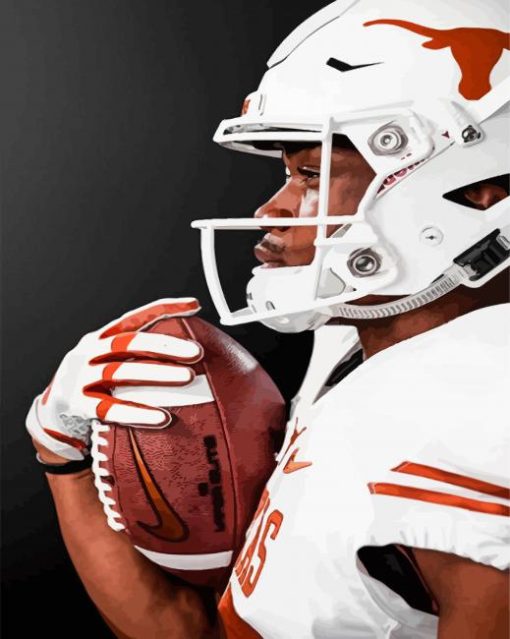 Texas Longhorns Football Player Side Profile Paint by number