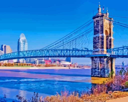 The Roebling Bridge paint by number