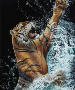 Tiger Playing In Water paint by number