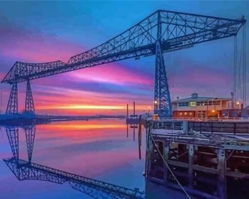 Transporter Bridge Sunset paint by number