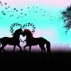 Two Horses In Love Silhouette paint by number